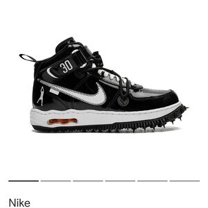 OFF WHITE Nike Black and White Patent leather uptown's with Orange Detail